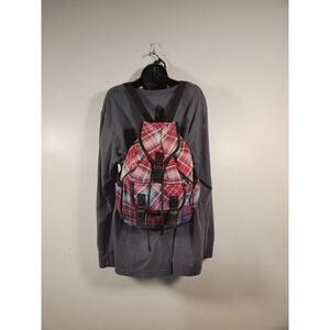 CLAIRE'S Plaid Flannel Backpack Red Faux Leather Fall School Cowgirl Farmgirl